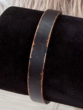 Black Copper Cuff Bracelet Matte Finish Heavy Modern Minimalist